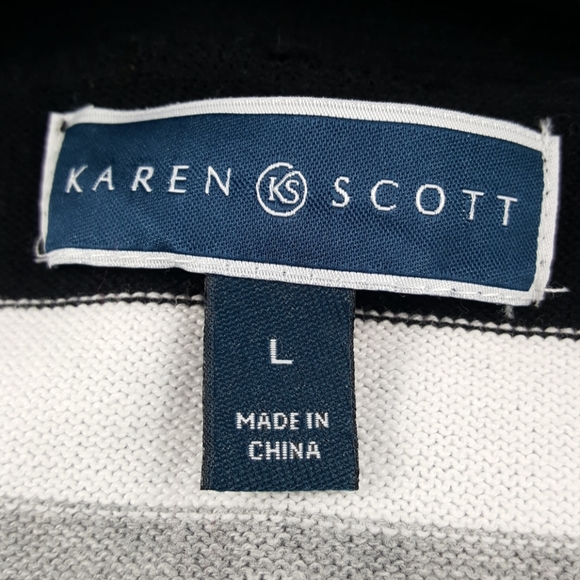 3/$30💥 Cotton Knit Tunic Striped Sweater (L) Karen Scott - Picture 5 of 8
